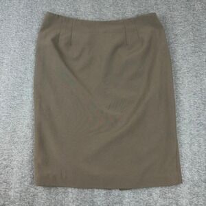 Atelier Pencil Skirt Womens 12 Brown Tailored Knee Length Back Slit Professional